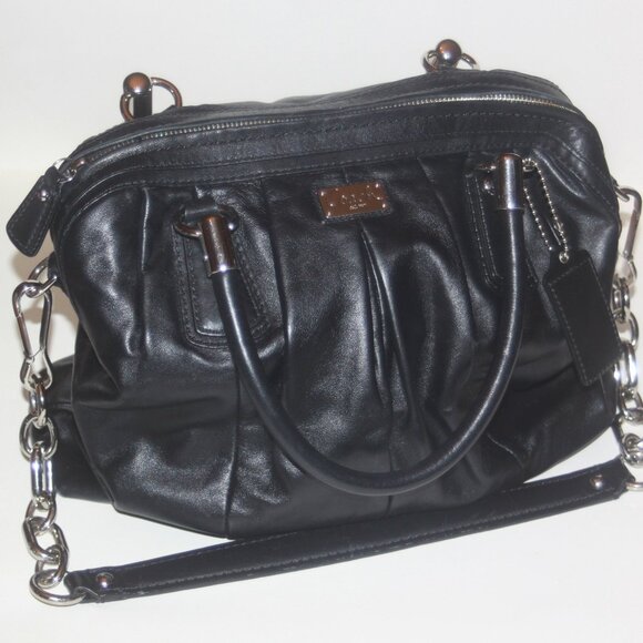 ❤️SOLD Coach 15339 Kristin Black Leather Satchel Top Handle Handbag Purse - Picture 1 of 9